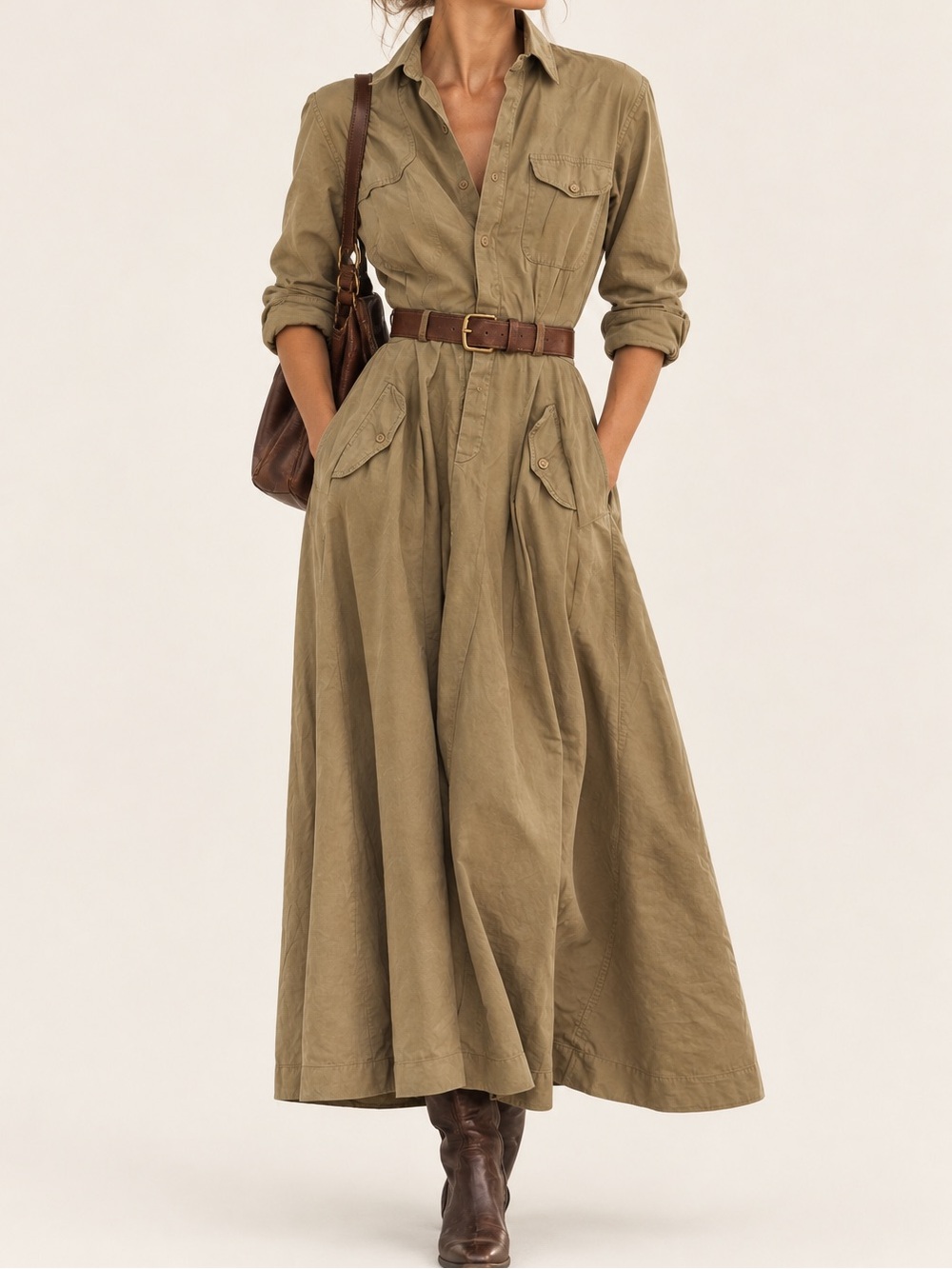 Vintage Ralph Lauren Tan Utility Dress